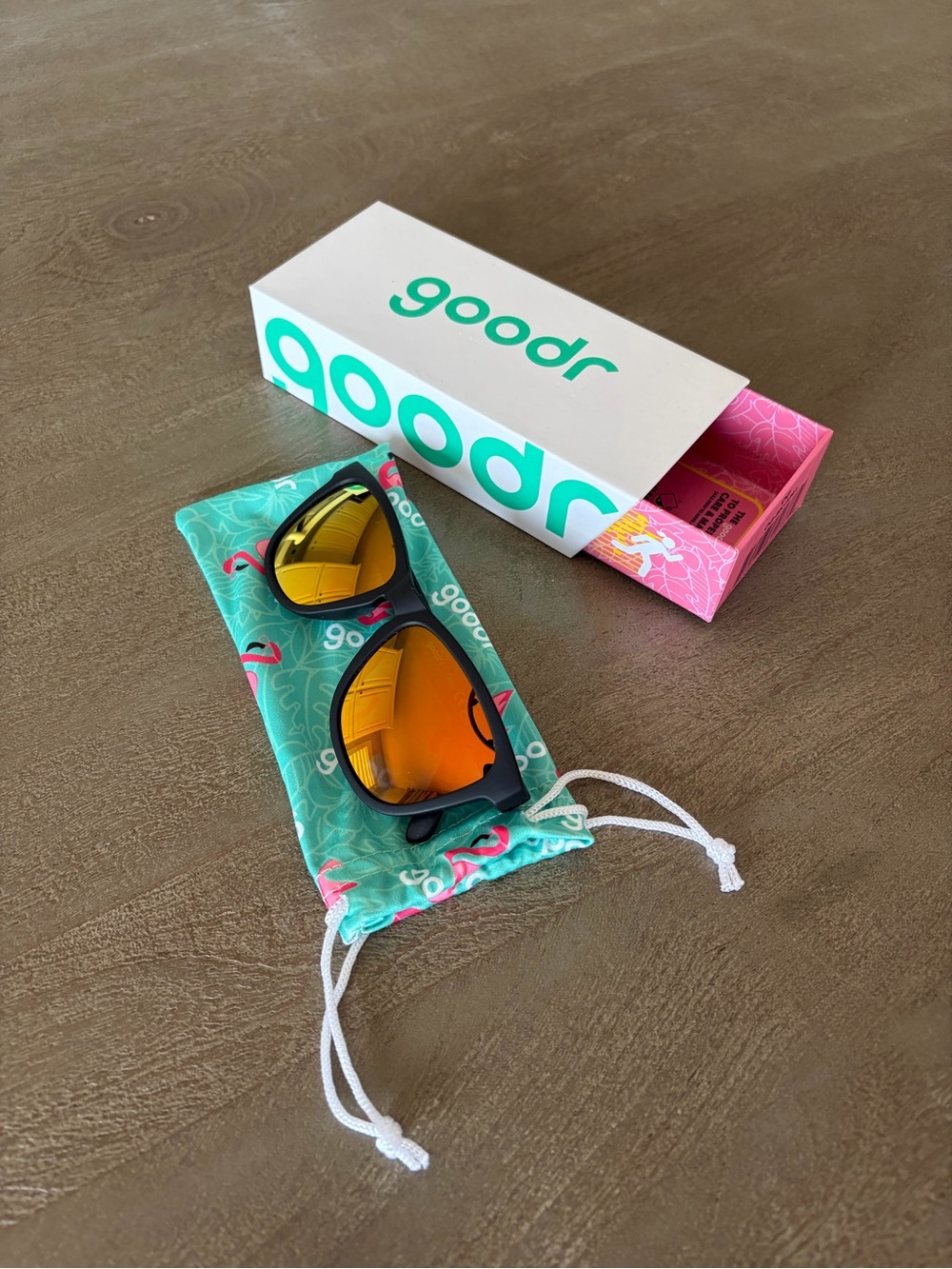 Goodr unisex Black Frame Sunglasses with Orange Mirror Lenses
